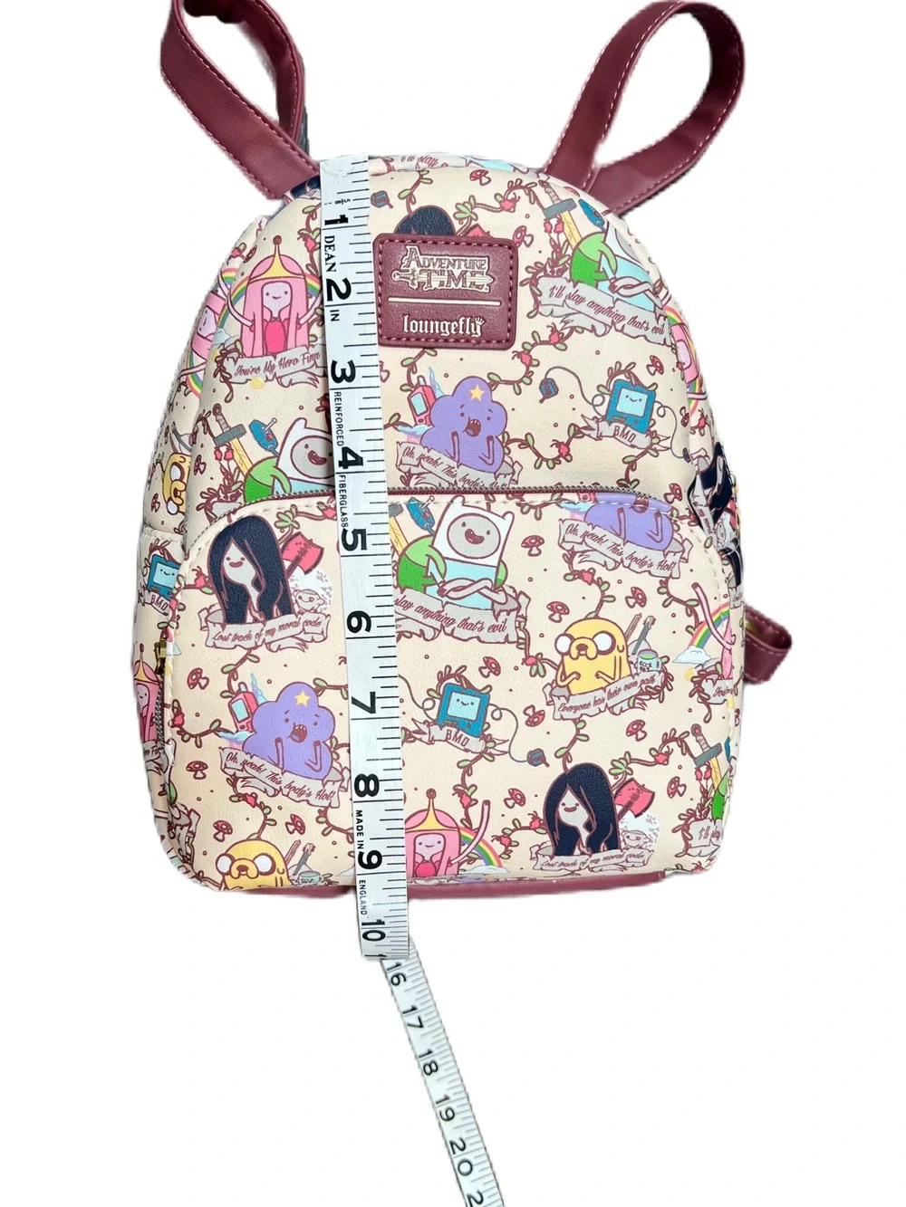 Loungefly Adventure Time Character Backpack Cream with Burgundy Trim